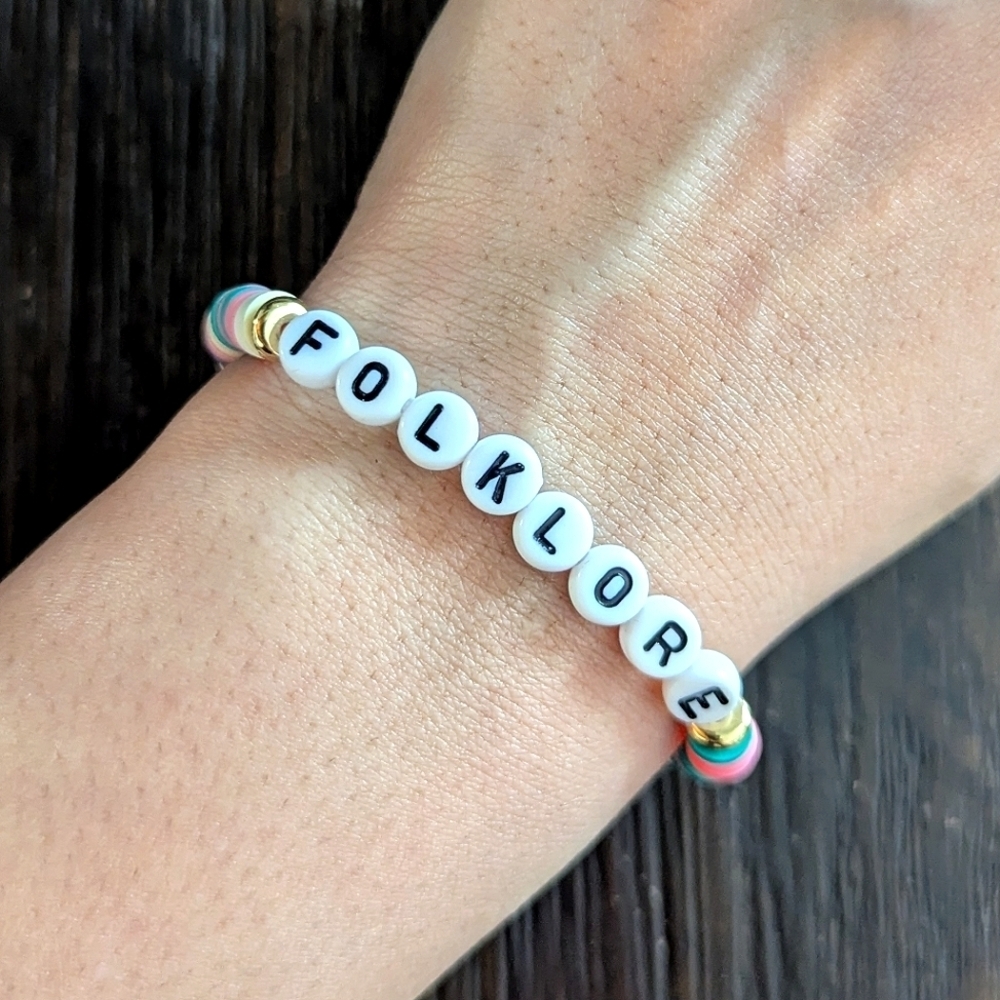 Taylor Swift Friendship Bracelet Folklore Vinyl Disc Stretchable Stackable